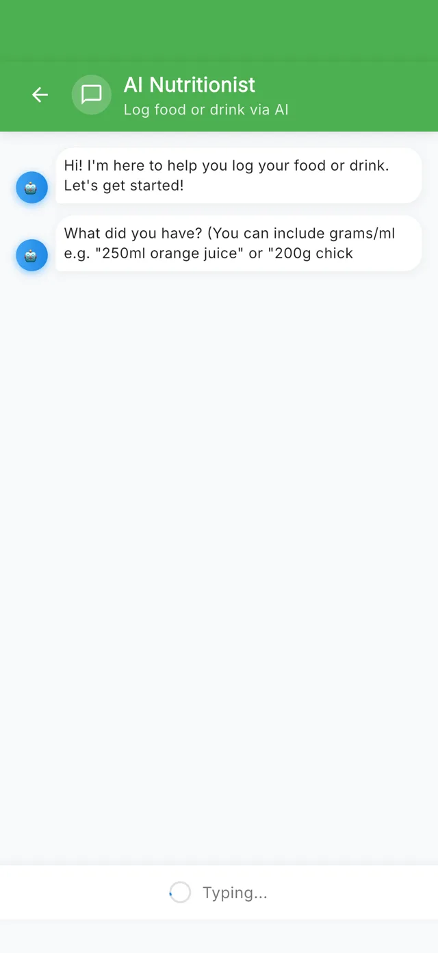 AI Nutritionist chat