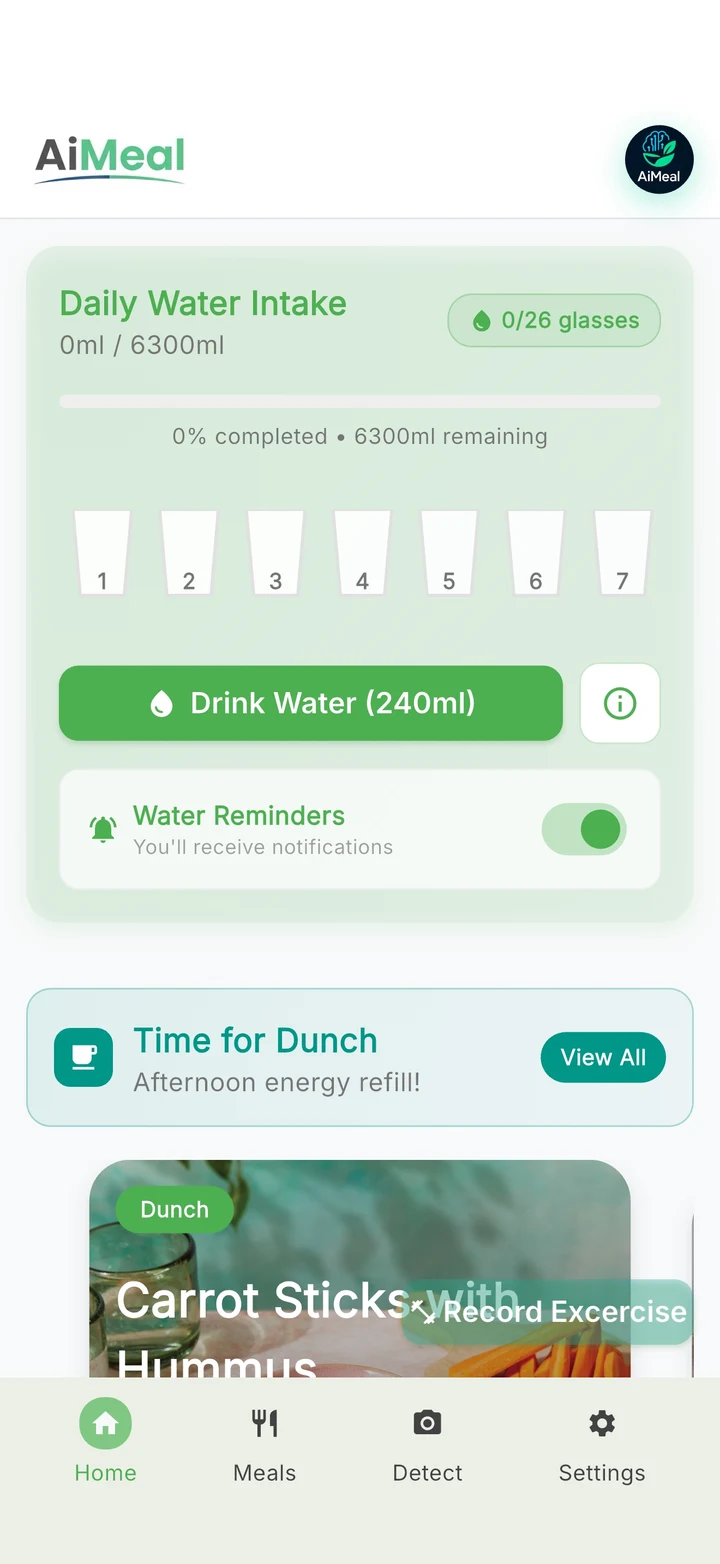 Hydration tracking screen